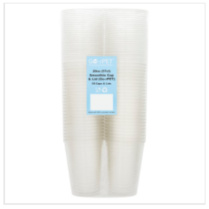 Go-rPET 500 Smoothie Cup & Lid Clear 57cl [Sub for M222207 ] | Approx 50 per Case| Case of 10 - London Grocery