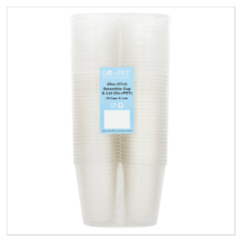 Go-rPET 500 Smoothie Cup & Lid Clear 57cl [Sub for M222209 ] | Approx 500 per Case| Case of 1 - London Grocery