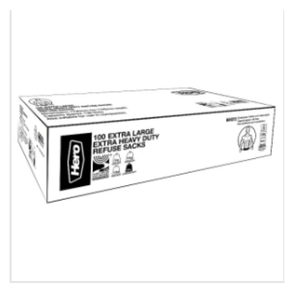 Buy Hero 100 Extra Large Extra Heavy Duty Refuse Sacks Black 130L