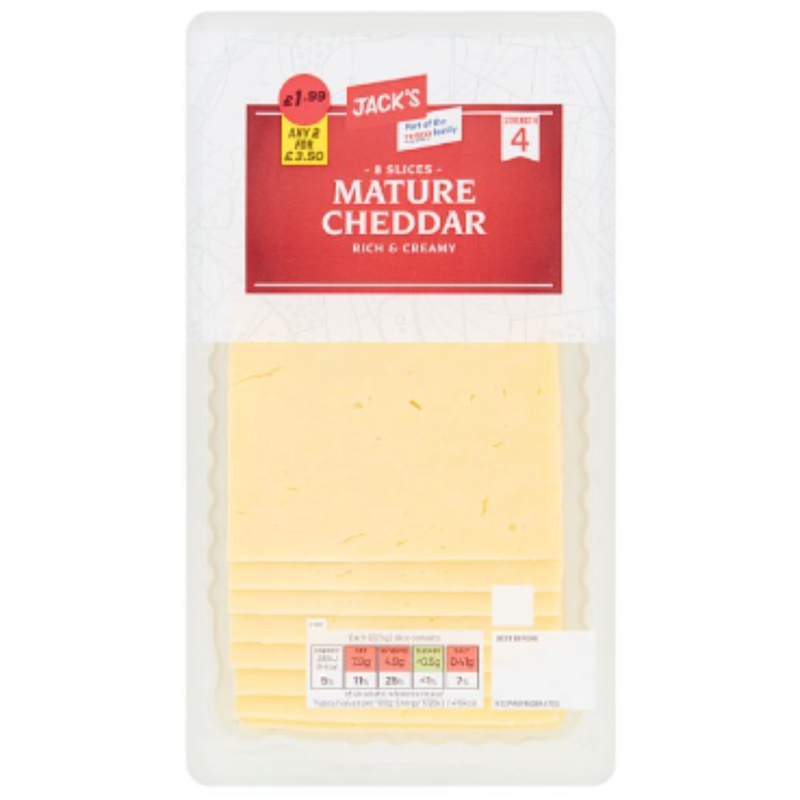 Jack's 8 Slices Mature Cheddar Rich & Creamy 180g x 10 - London Grocery