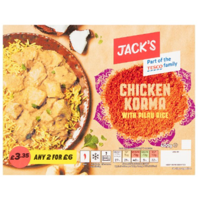 Jack's Chicken Korma with Pilau Rice 400g x 6 - London Grocery