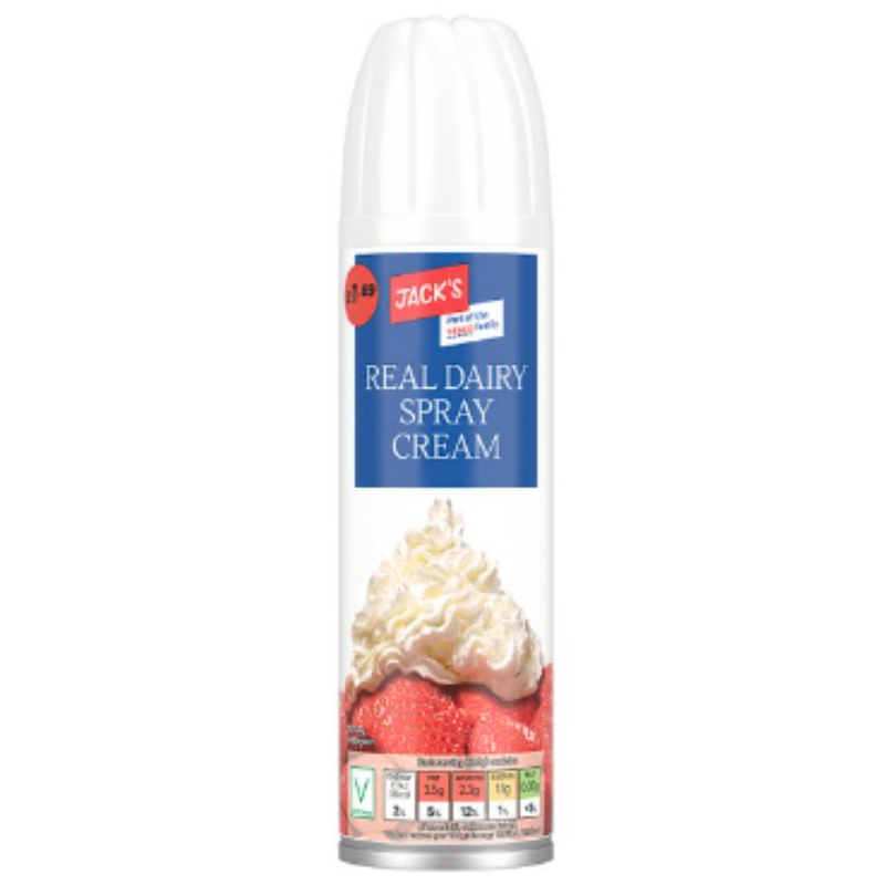 Jack's Real Dairy Spray Cream 250g  x 12 - London Grocery