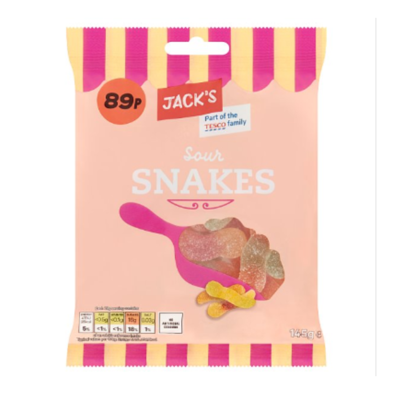 Jack's Sour Snakes 145g x Case of 10 - London Grocery