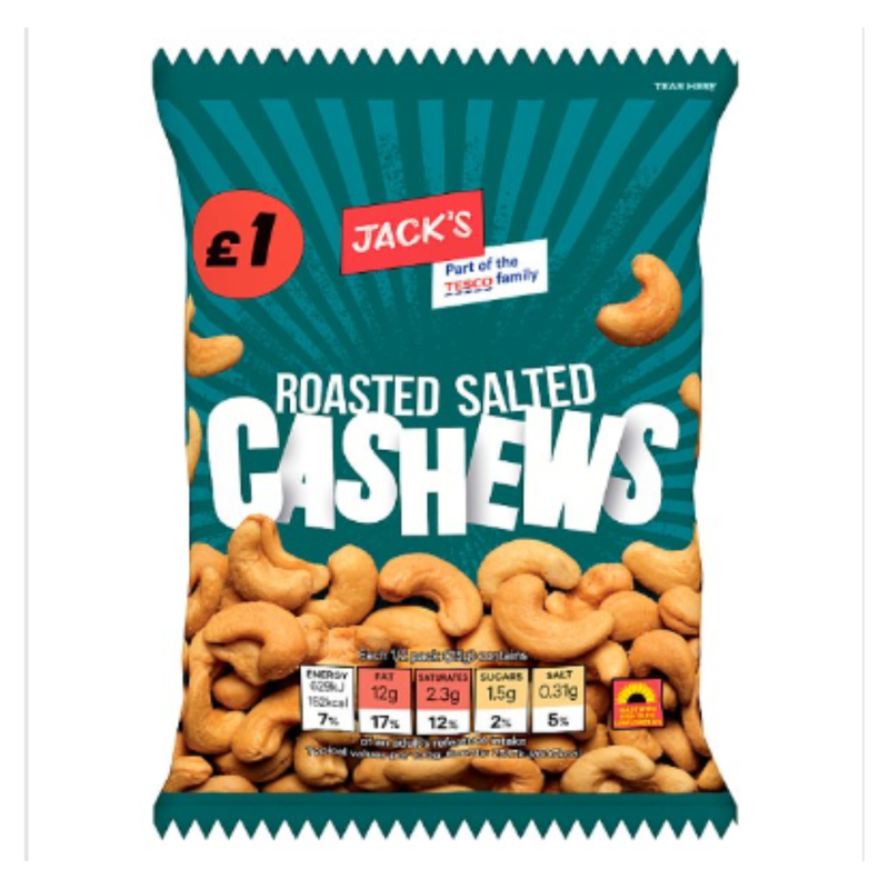 Jack's Roasted Salted Cashews 50 x Case of 24 - London Grocery
