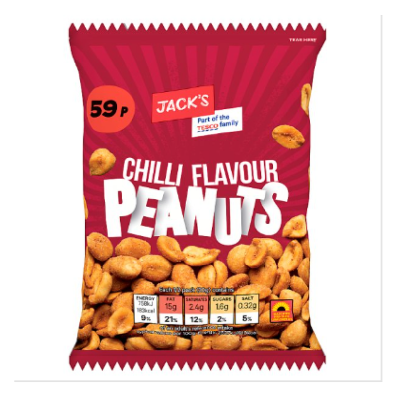 Jack's Chilli Flavour Peanuts 60g x Case of 24 - London Grocery
