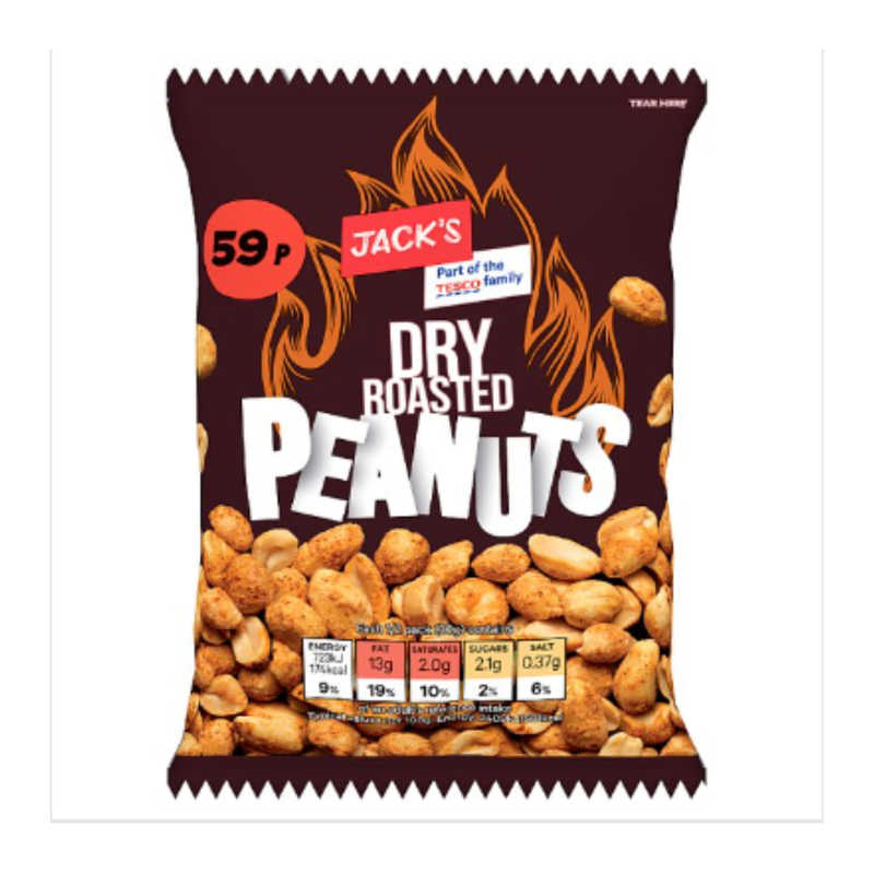 Jack's Dry Roasted Peanuts 60g x Case of 24 - London Grocery