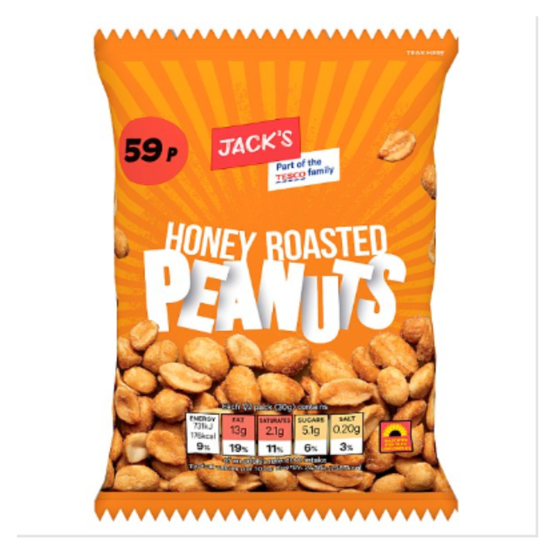 Jack's Honey Roasted Peanuts 60g x Case of 24 - London Grocery