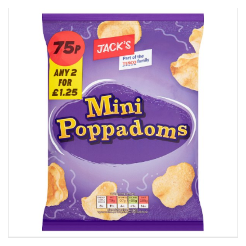 Jack's Mini Poppadoms 25g x Case of 16 - London Grocery