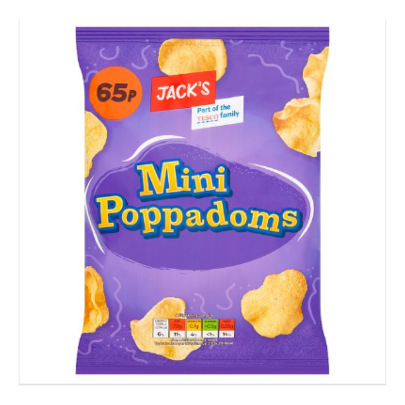 Jack's Mini Poppadoms 25g x Case of 16 - London Grocery