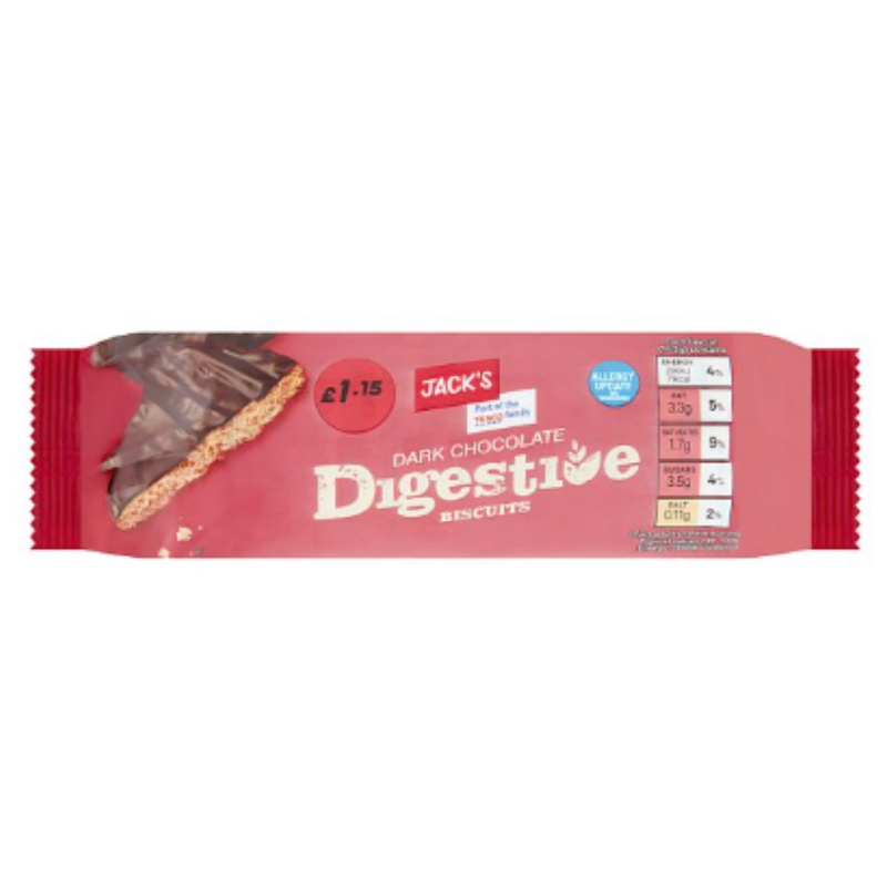 Jack's Dark Chocolate Digestive Biscuits 200g x Case of 12 - London Grocery