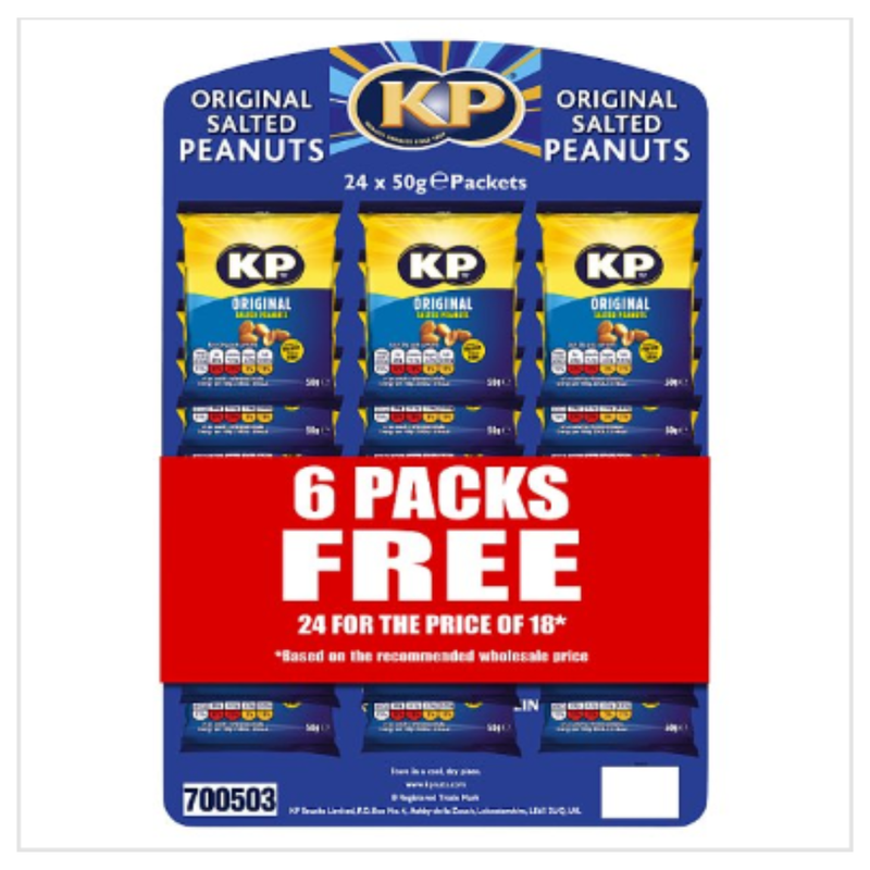 KP Original Salted Peanuts 24 x 50g x Case of 21 - London Grocery