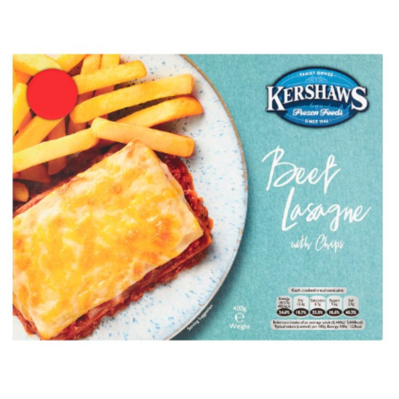 Kershaws Beef Lasagne with Chips 400g  x 12 Packs | London Grocery