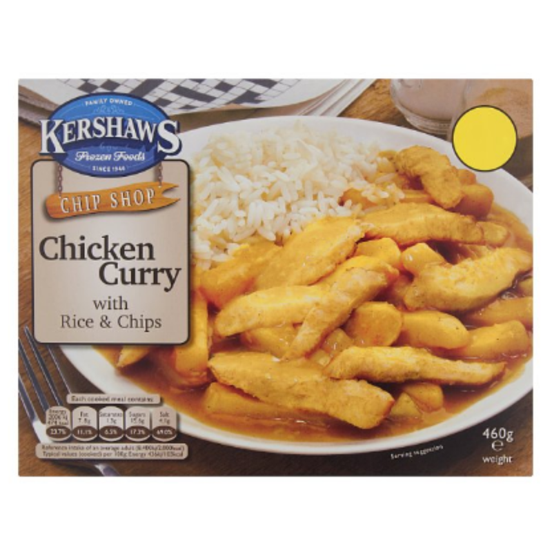 Kershaws Chip Shop Chicken Curry with Rice & Chips 460g x 12 Packs | London Grocery