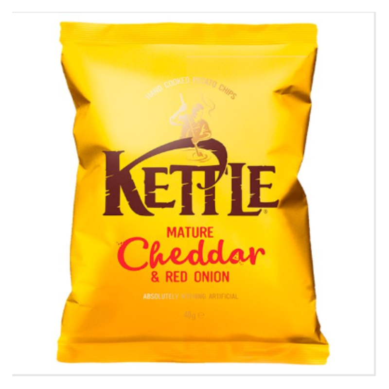 KETTLE® Chips Mature Cheddar & Red Onion 40g x Case of 18 - London Grocery