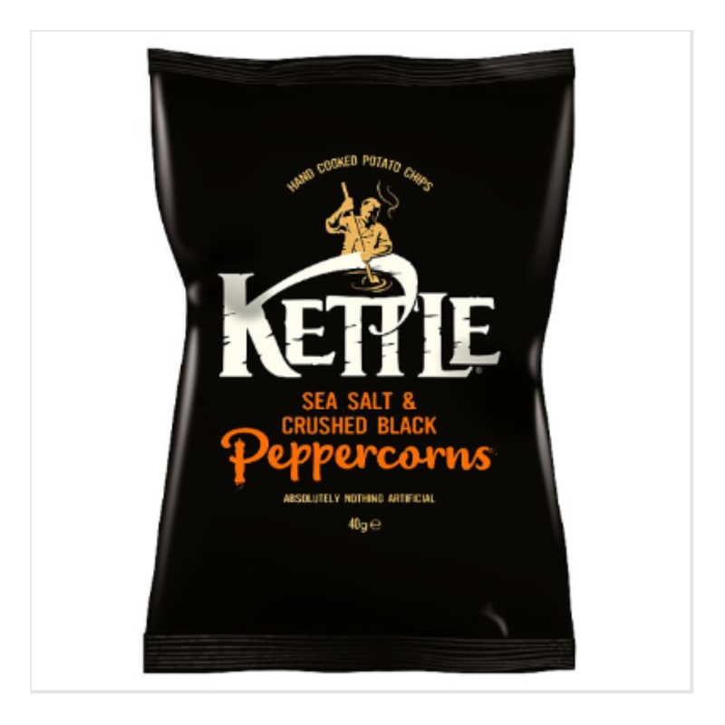 KETTLE® Chips Sea Salt & Crushed Black Peppercorns 40g x Case of 18 - London Grocery