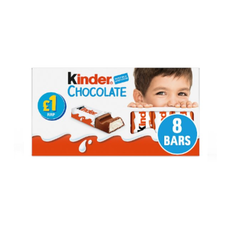 Kinder Chocolate Small Bars Multipack 8 x 12.5g (100g) x Case of 10 - London Grocery