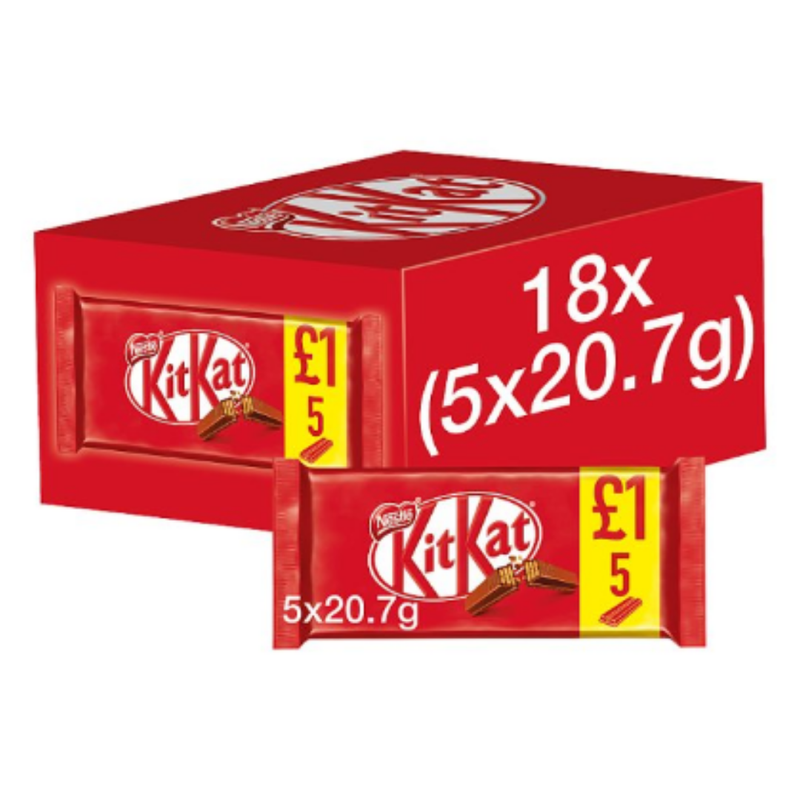 Kit Kat 2 Finger Milk Chocolate Biscuit Bar Multipack 5 Pack x Case of 18 - London Grocery