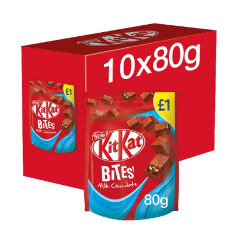 Kit Kat Bites Milk Chocolate Sharing Bag 80g x Case of 10 - London Grocery