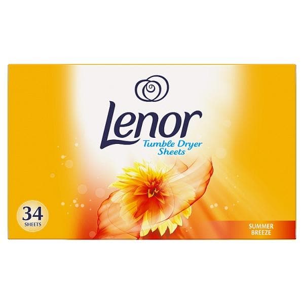 Lenor Fabric Tumble Dryer Sheets Summer Breeze 34 Sheets - London Grocery