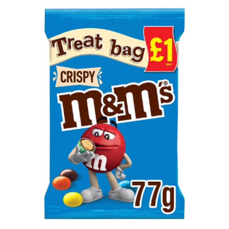 M&M's Crispy Chocolate Treat Bag 77g x Case of 16 - London Grocery