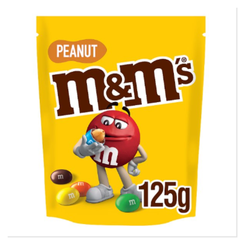 M&M's Peanut Chocolate Pouch Bag 125g x Case of 12 - London Grocery