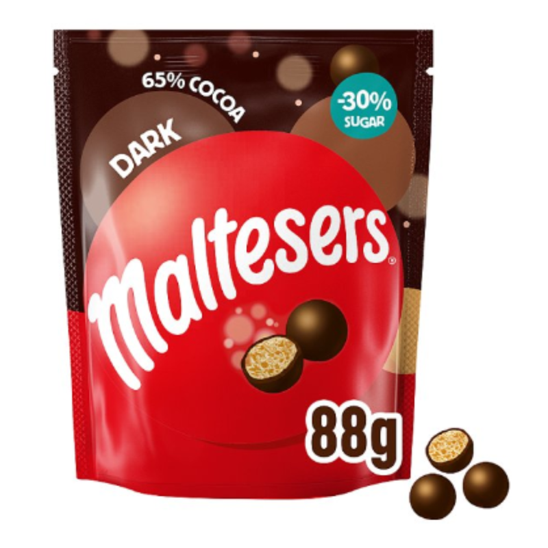 Maltesers Dark Chocolate Pouch Bag 88g x Case of 8 - London Grocery