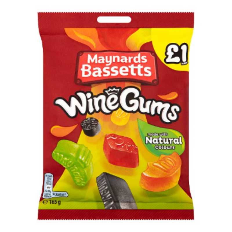 Maynards Bassetts Wine Gums Sweets Bag 165g x Case of 12 - London Grocery