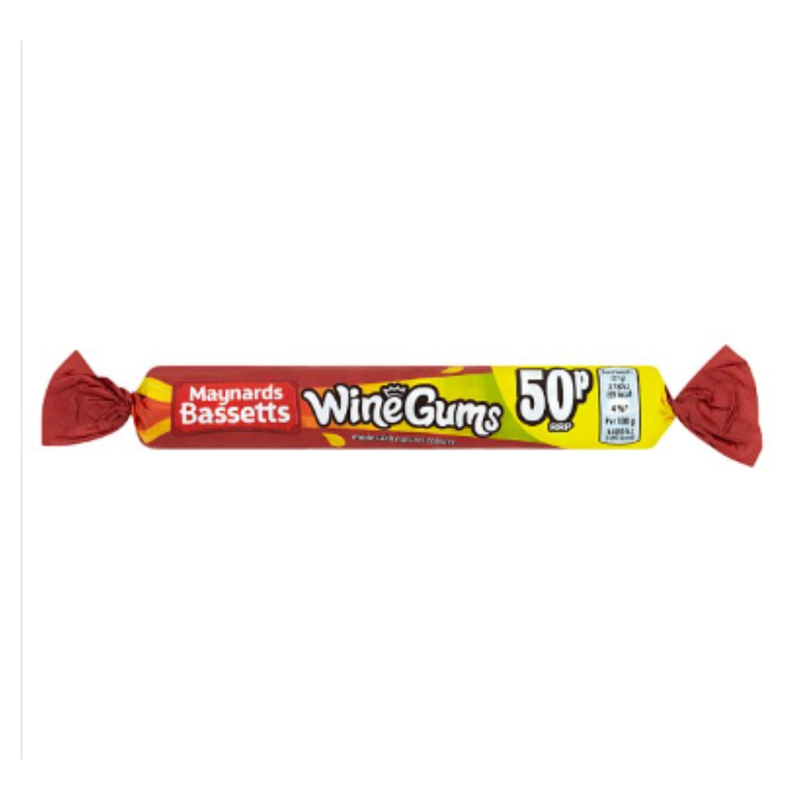 Maynards Bassetts Wine Gums 50p Sweets Roll 52g x Case of 40 - London Grocery
