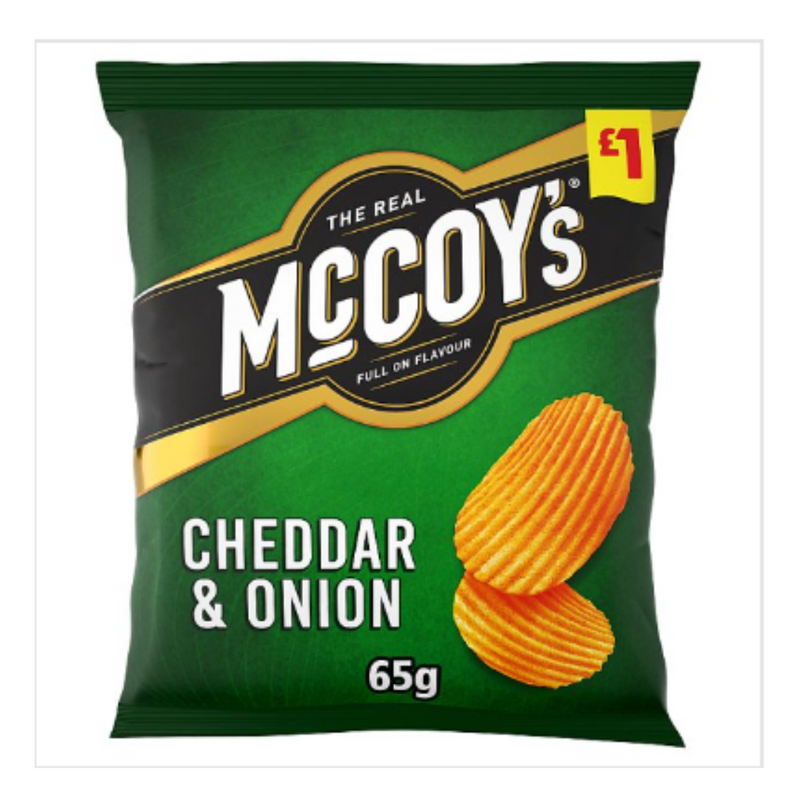 McCoy's Cheddar & Onion Sharing Crisps 65g, x Case of 20 - London Grocery