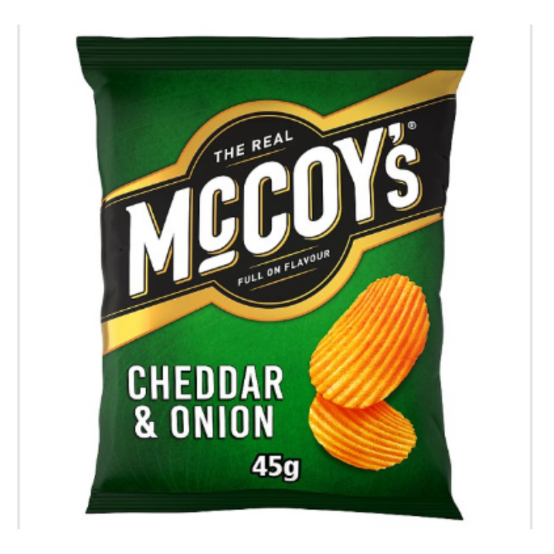 McCoy's­ Ridge Cut Cheddar & Onion Flavour Potato Crisps 45g x Case of 26 - London Grocery