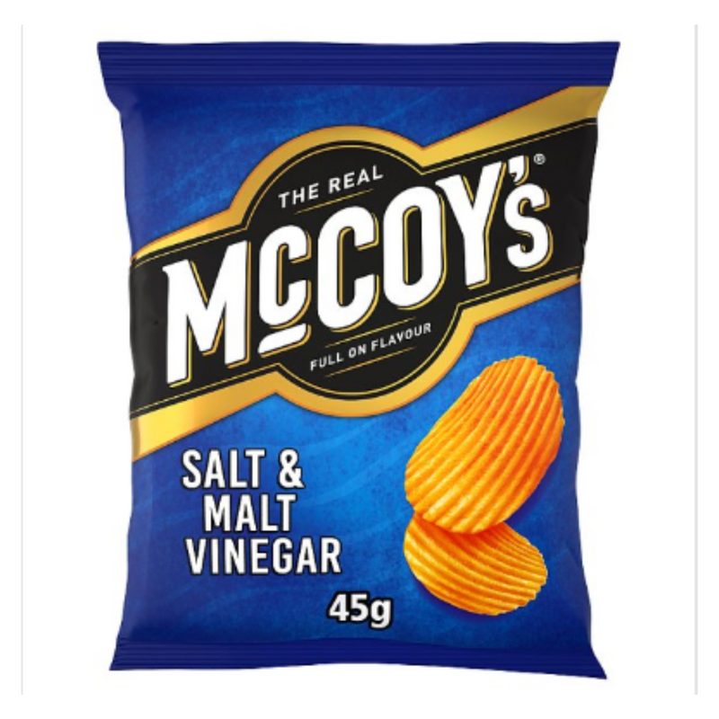 McCoy's Ridge Cut Salt & Malt Vinegar Flavour Potato Crisps 45g x Case of 26 - London Grocery