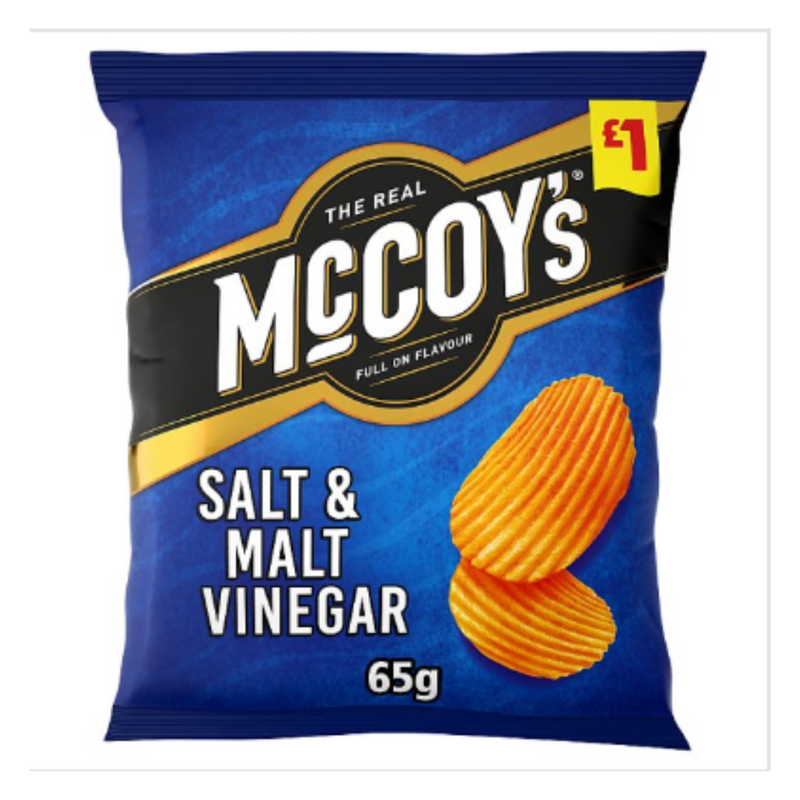 McCoy's Salt & Malt Vinegar Sharing Crisps 65g, x Case of 20 - London Grocery