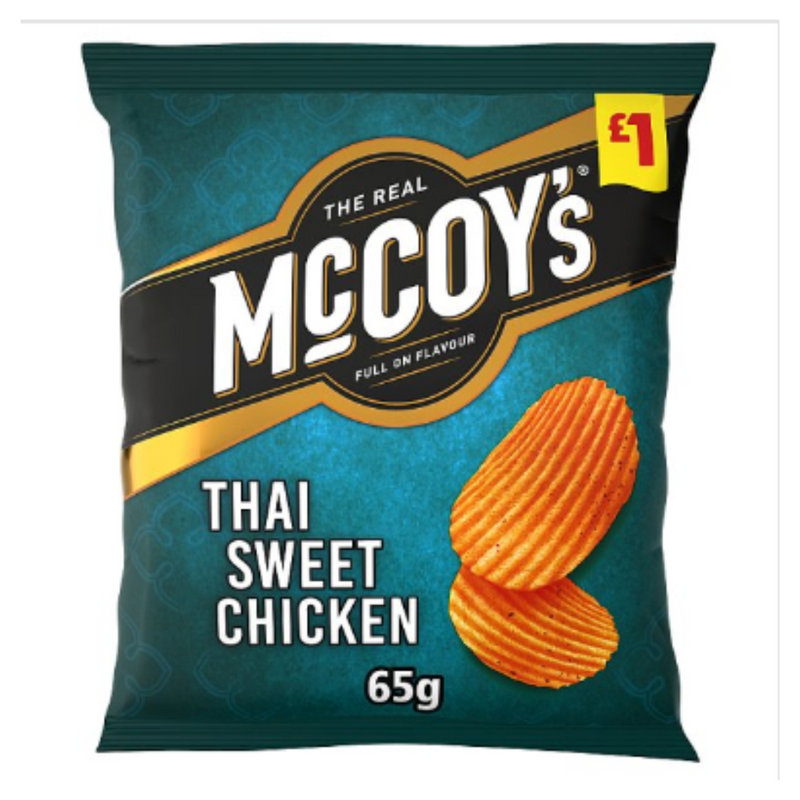 McCoy's Thai Sweet Chicken Flavour Potato Crisps 65g x Case of 20 - London Grocery