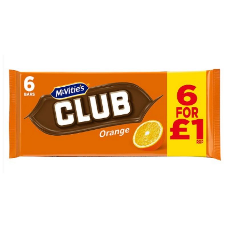 McVitie's Club Orange Bars 6 x 22g (132g) x Case of 12 - London Grocery