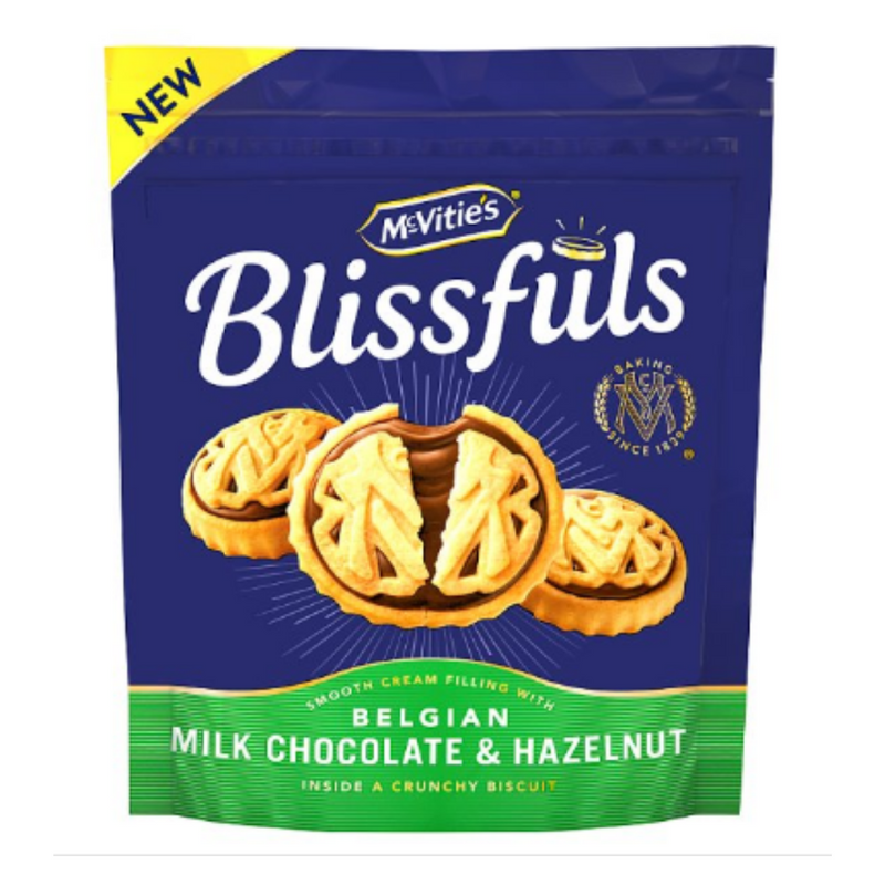 McVitie's Blissfuls Belgian Milk Chocolate & Hazelnut Biscuits 228g x Case of 6 - London Grocery