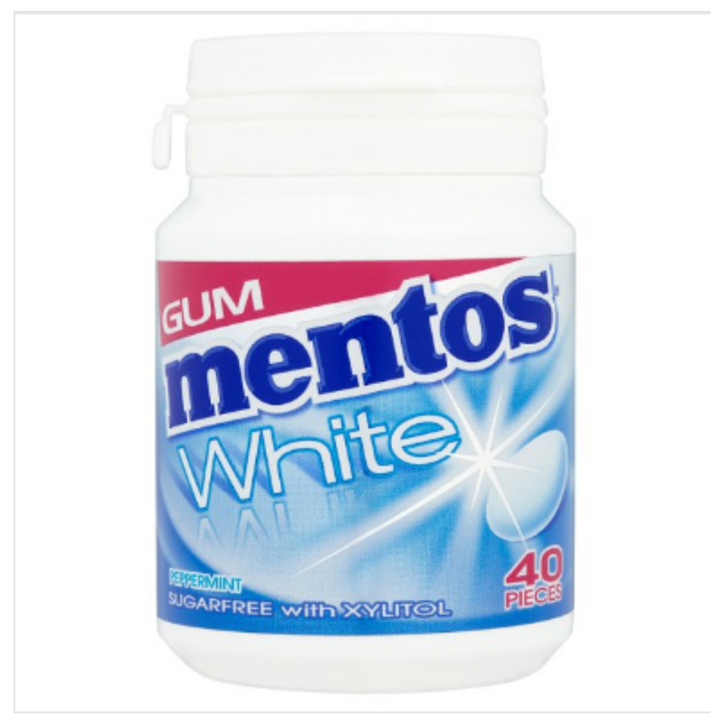 Mentos Gum White Peppermint Bottle 40pcs x Case of 24 - London Grocery