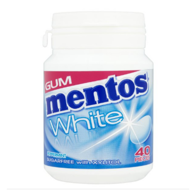 Mentos Gum White Peppermint Bottle 40pcs x Case of 6 - London Grocery