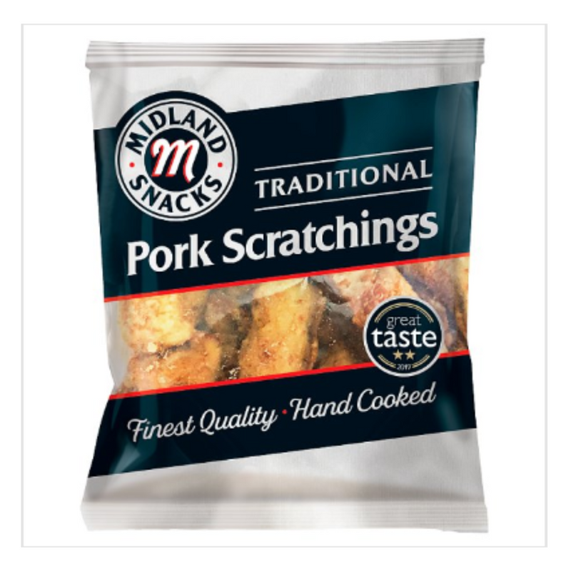 Midland Snacks Traditional Pork Scratchings 40g x Case of 12 - London Grocery