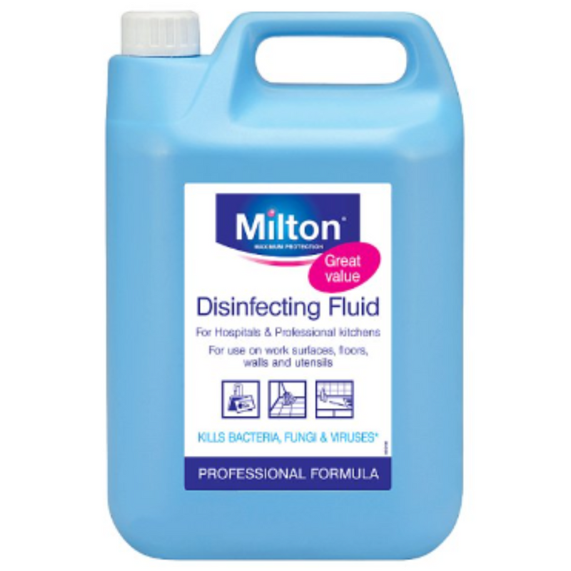 Milton Disinfecting Fluid, For Use On Work Surface, Floors, Walls & Ustensils 5L x 2 - London Grocery