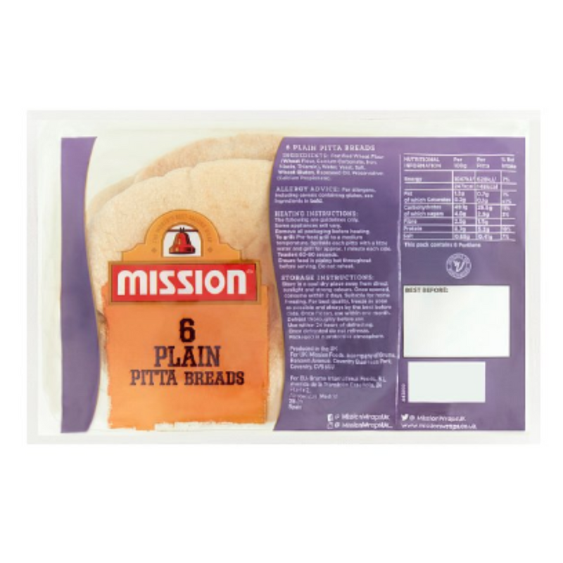 Mission Plain Pitta 6pk x Case of 12 - London Grocery