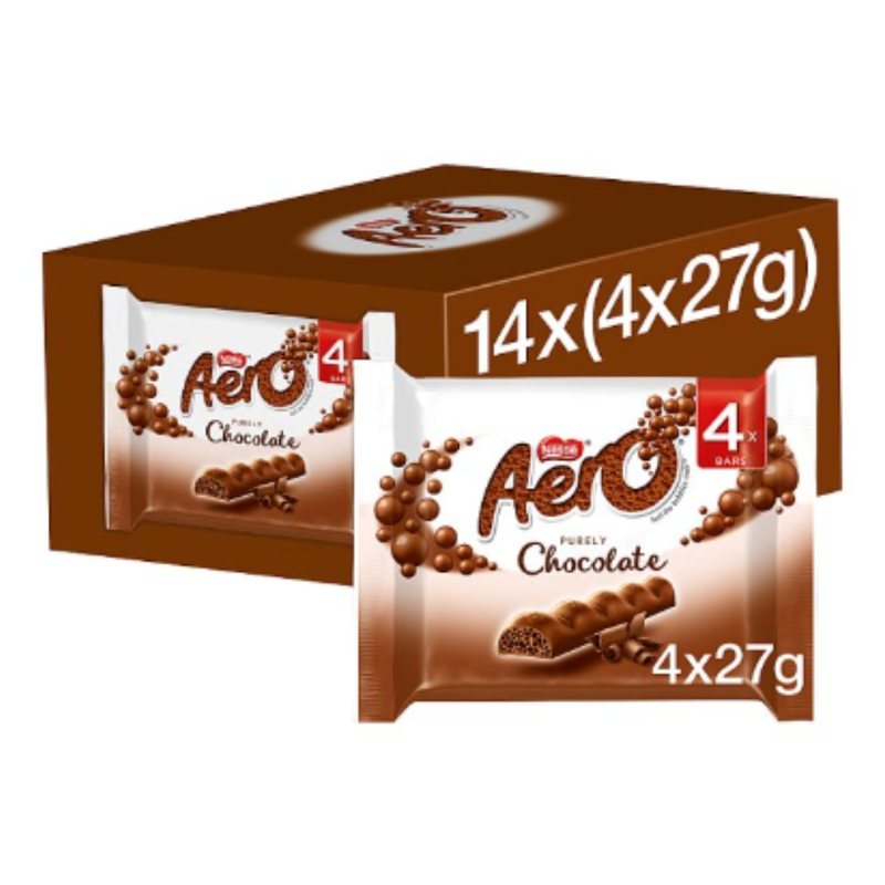 Aero Bubbly Milk Chocolate Bar Multipack 27g 4 Pack x Case of 14 - London Grocery
