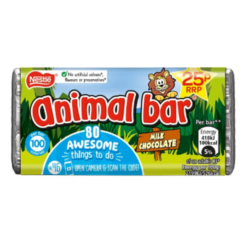 Animal Bar Milk Chocolate Bar 19g x Case of 60 - London Grocery