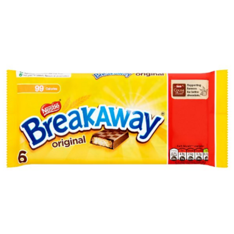Breakaway Milk Chocolate Biscuit Bar Multipack 6 Pack x Case of 144 - London Grocery