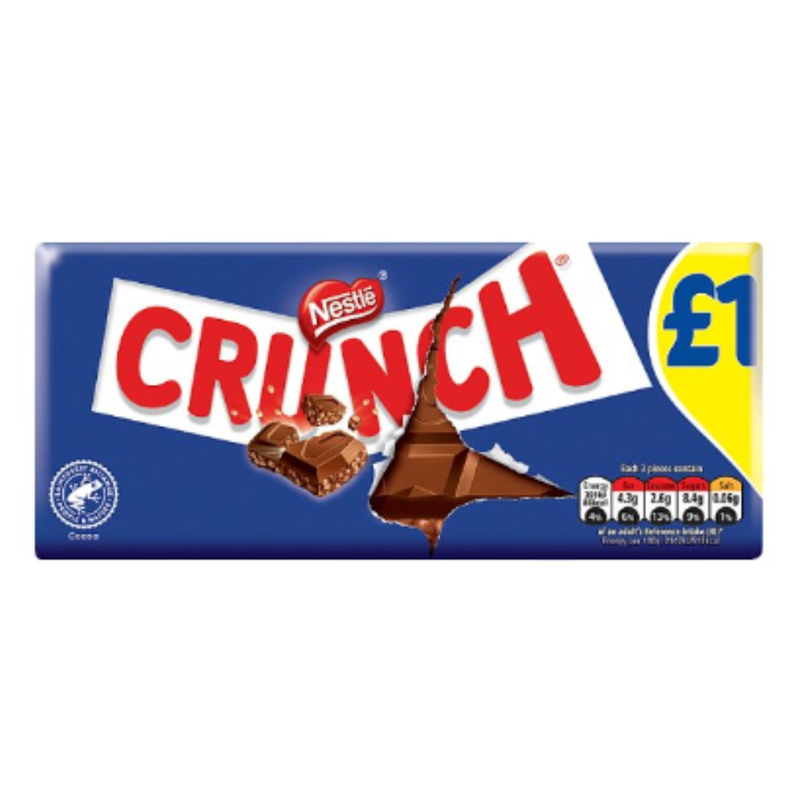 Crunch Milk Chocolate Sharing Bar 100g x Case of 16 - London Grocery