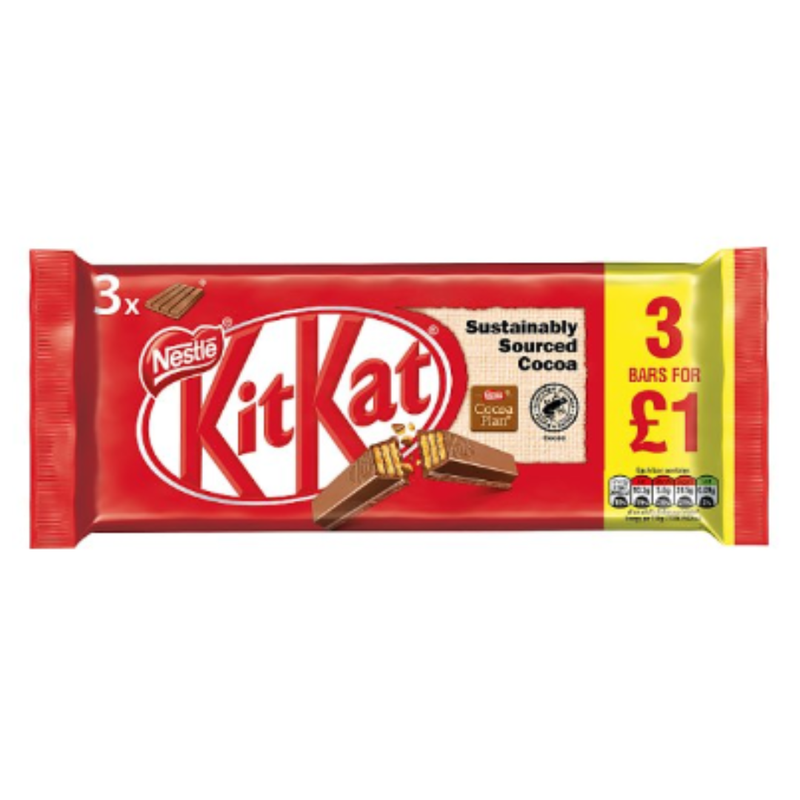 Kit Kat 4 Finger Milk Chocolate Bar Multipack 41.5g 3 Pack x Case of 20 - London Grocery