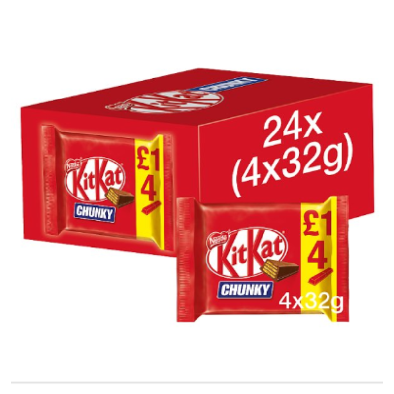 Kit Kat Chunky Milk Chocolate Bar 32g 4 Pack x Case of 24 - London Grocery