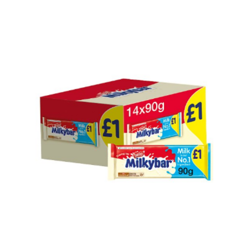 Milkybar White Chocolate Sharing Bar 90g x Case of 14 - London Grocery