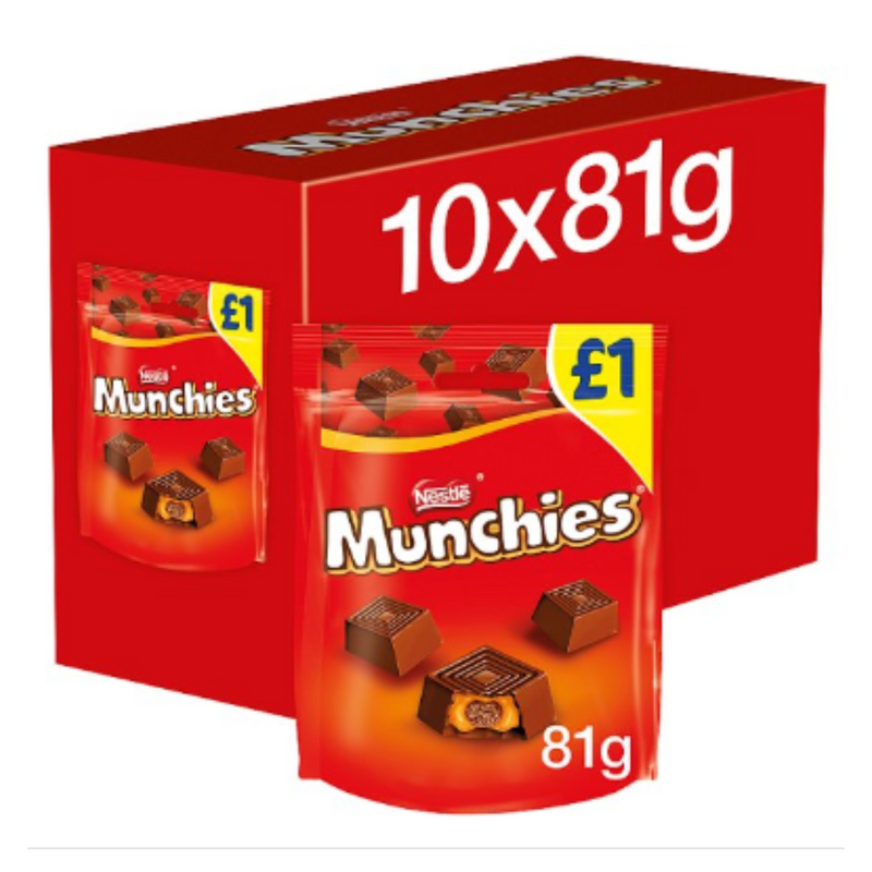 Munchies Milk Chocolate & Caramel Sharing Bag 81g x Case of 10 - London Grocery