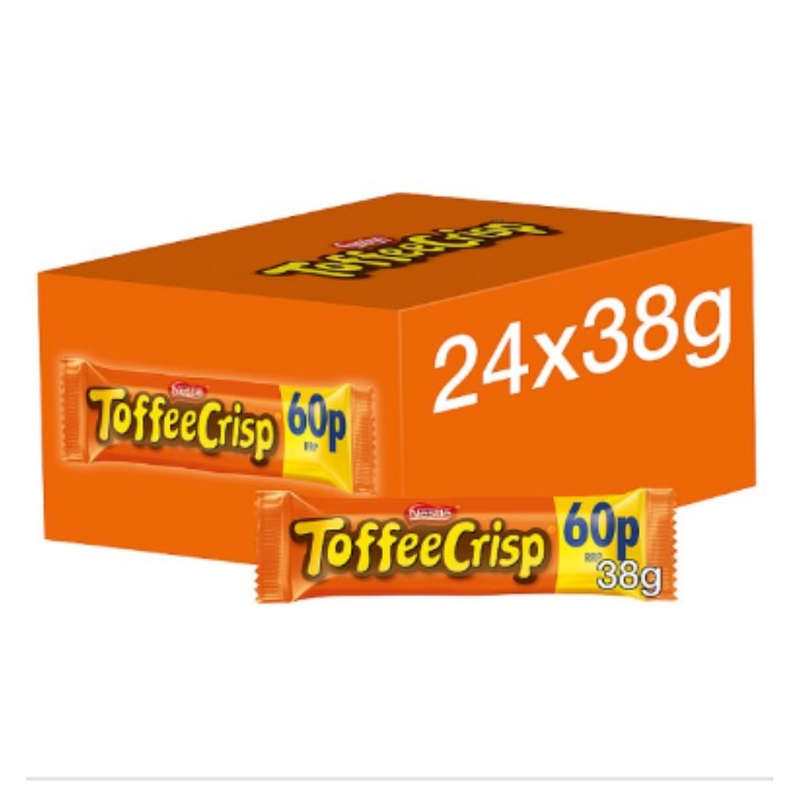 Toffee Crisp Milk Chocolate Bar 38g x Case of 24 - London Grocery