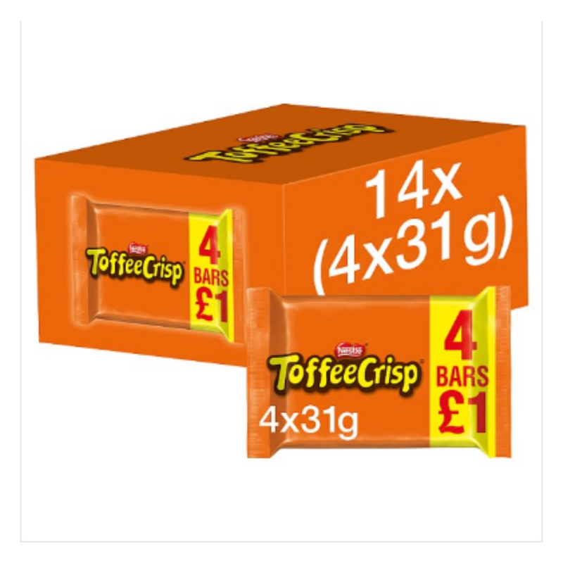 Toffee Crisp Milk Chocolate Bar Multipack 31g 4 Pack x Case of 14 - London Grocery